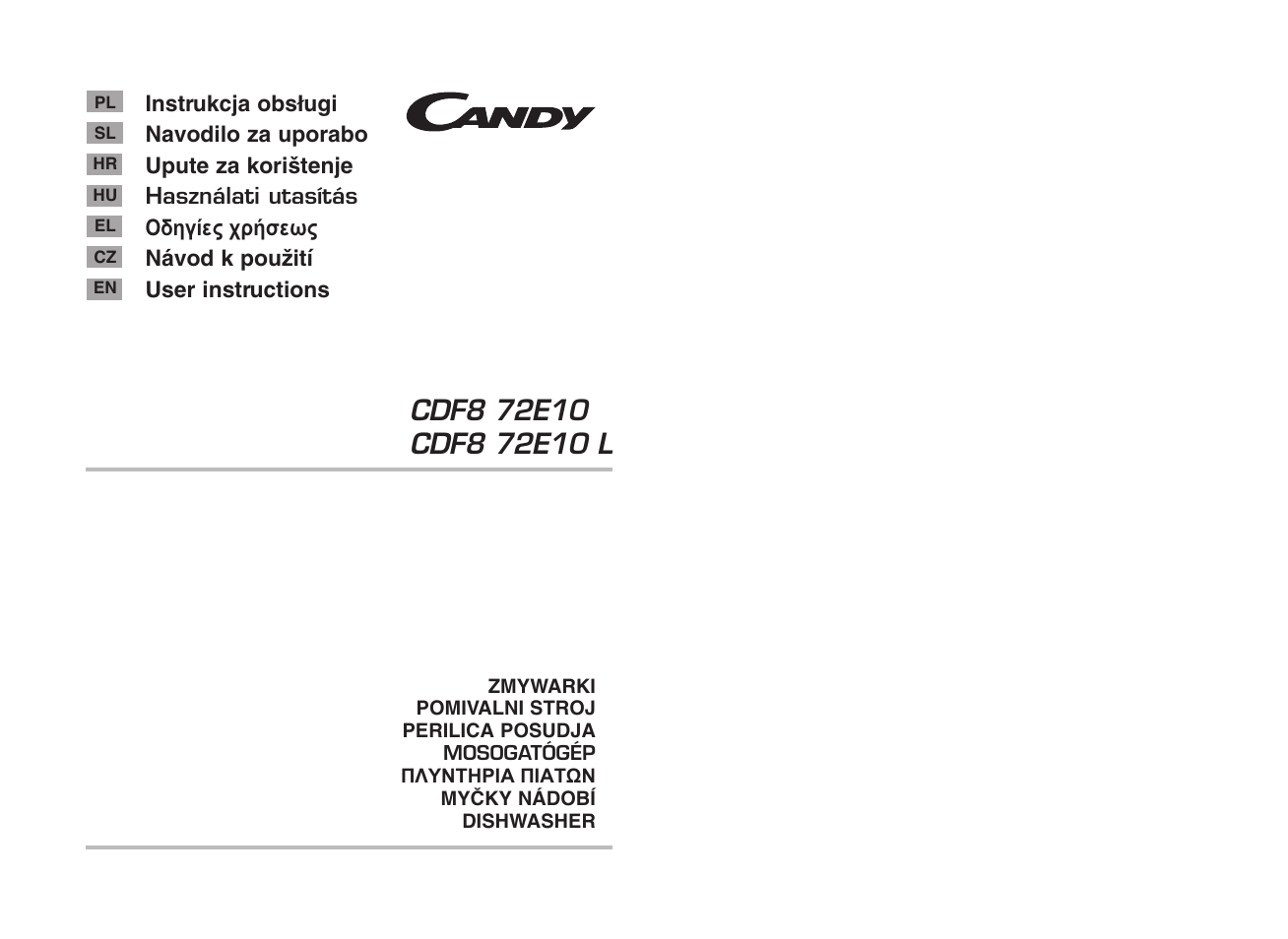 Candy CDF8 72E10L-S User Manual | 37 pages