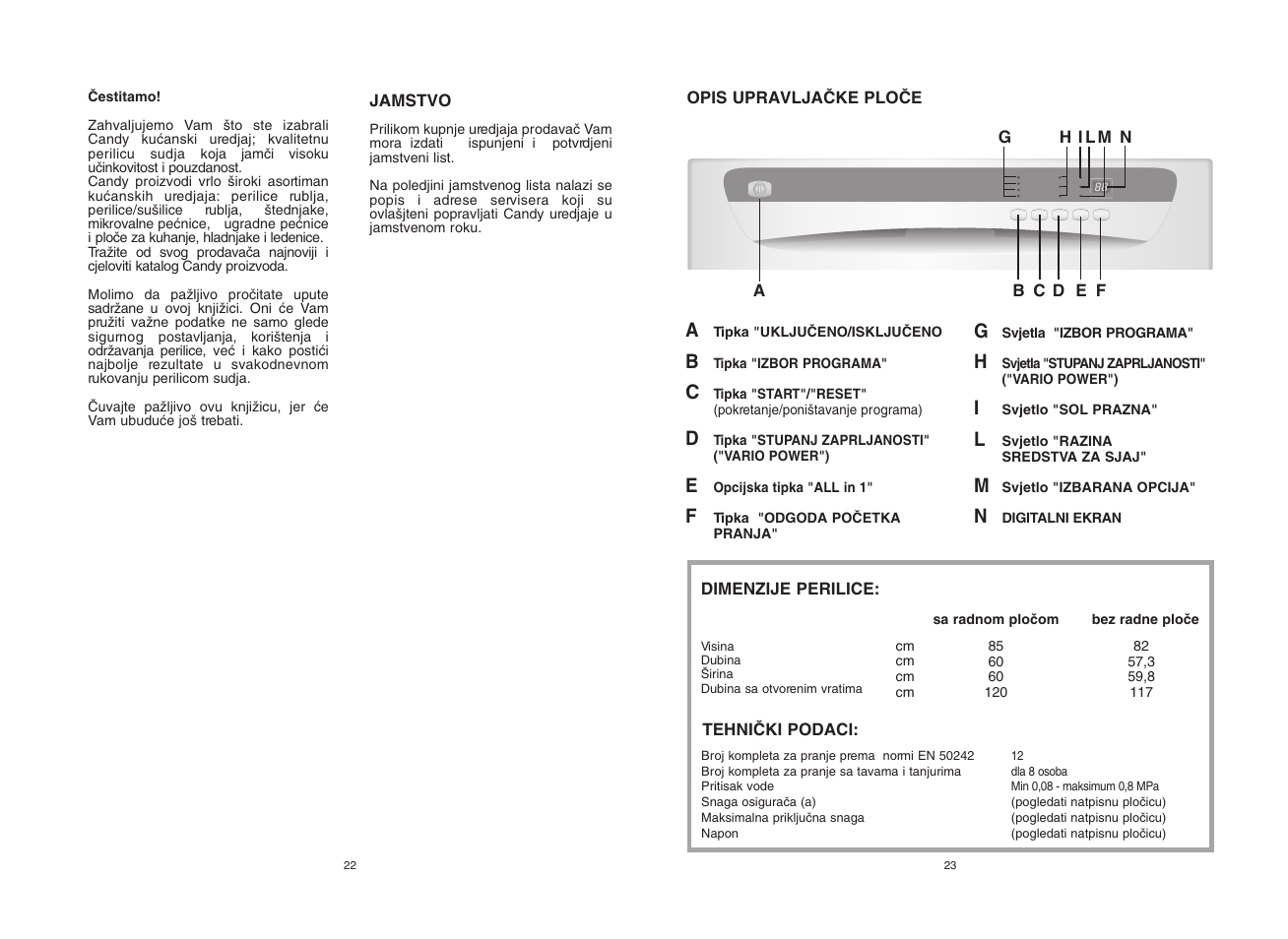 Candy CDF8 72E10L-S User Manual | Page 12 / 37