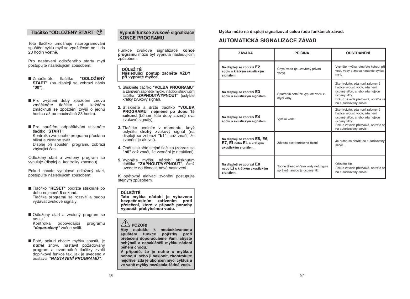 Automatická signalizace závad | Candy CDF8 72E10L-S User Manual | Page 29 / 37