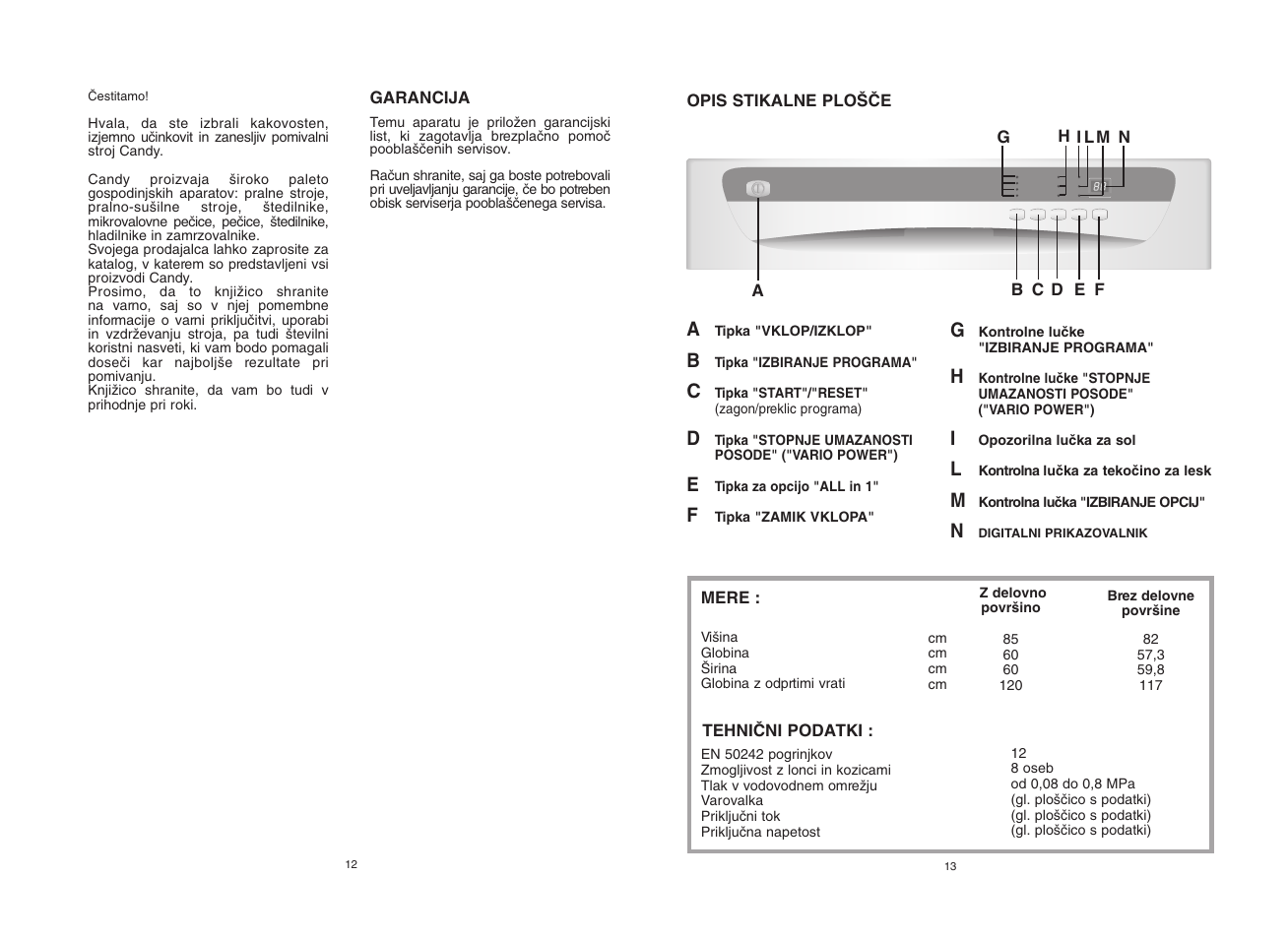 Candy CDF8 72E10L-S User Manual | Page 7 / 37