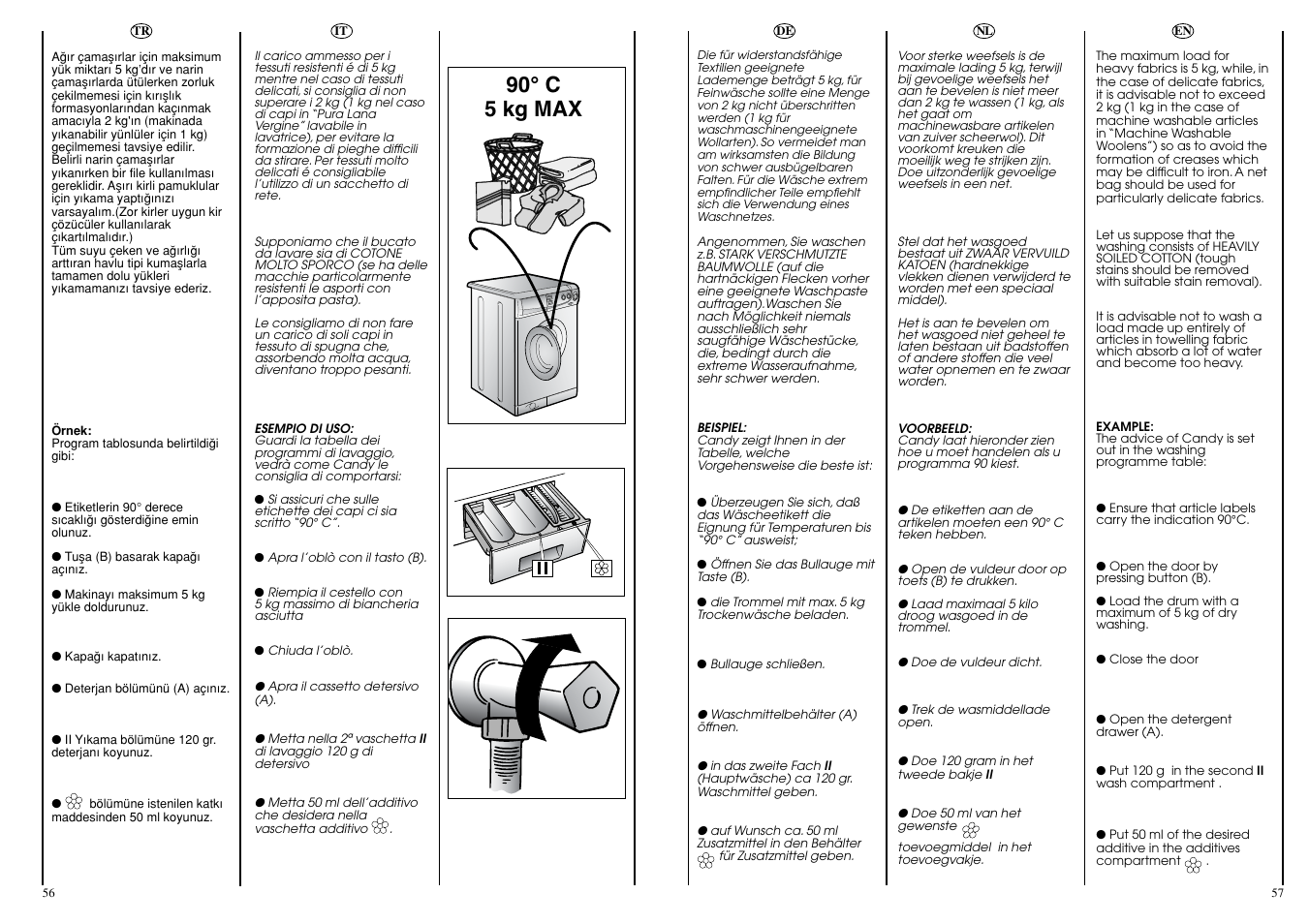 90° c 5 kg max | Candy CBL130DE User Manual | Page 29 / 37