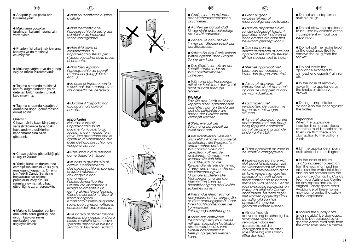 Candy CBL130DE User Manual | Page 7 / 37