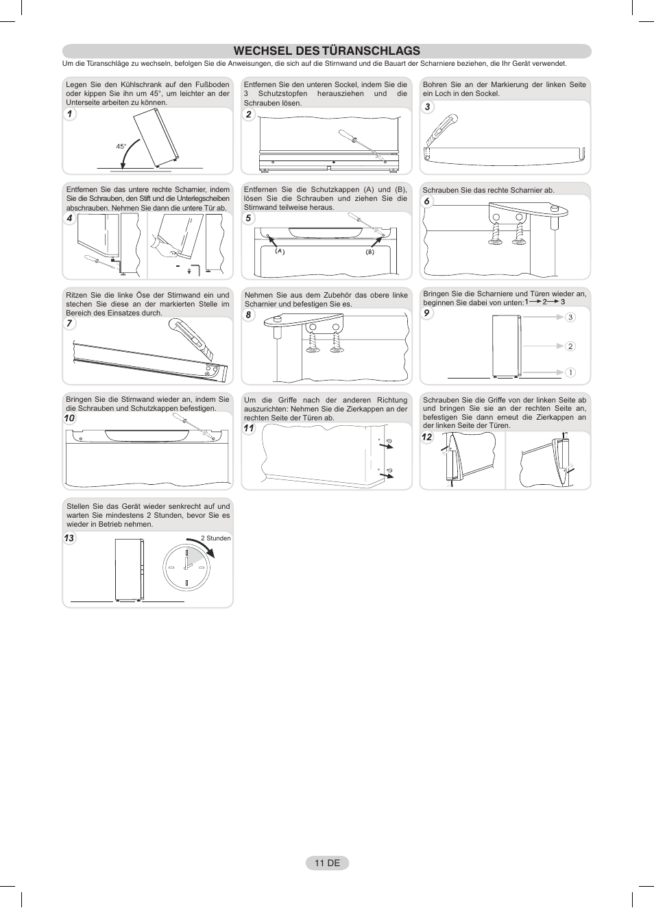 Wechsel des türanschlags | Candy CFNF 3755 User Manual | Page 11 / 32