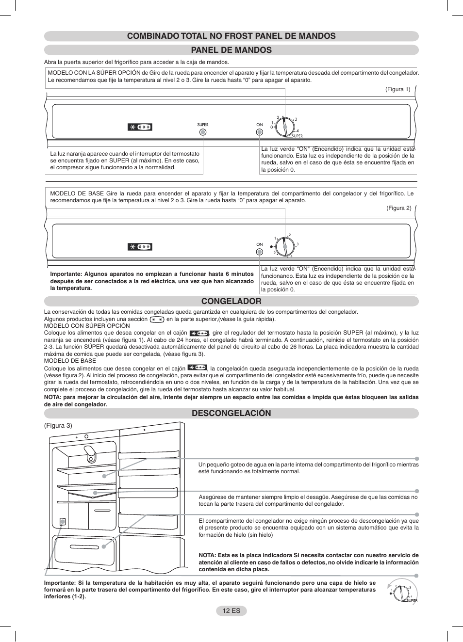 Congelador, Descongelación | Candy CFNF 3755 User Manual | Page 12 / 32