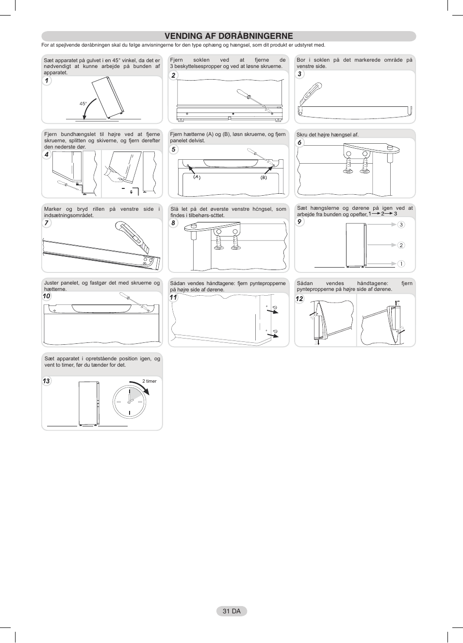 Vending af døråbningerne | Candy CFNF 3755 User Manual | Page 31 / 32