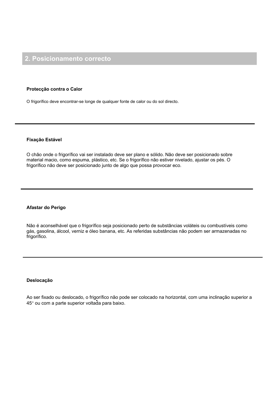 Posicionamento correcto | Candy CFOEE 190 User Manual | Page 28 / 119