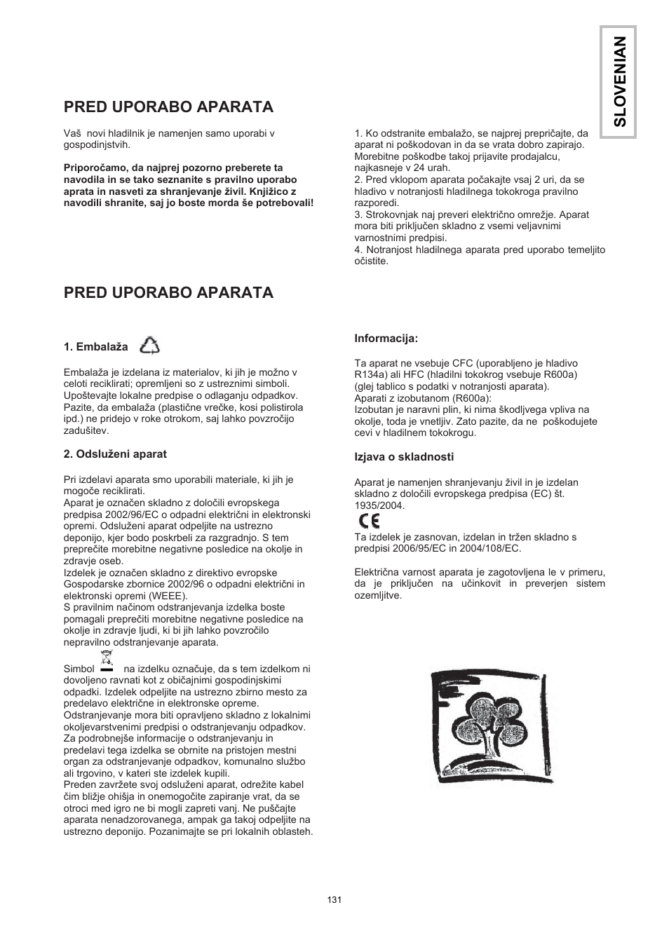 Pred uporabo aparata, Sl o venian | Candy CFOEE 190 User Manual | Page 95 / 119