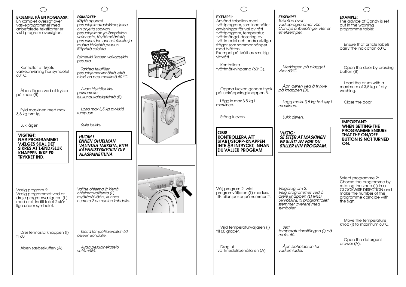 60° c 3,5 kg max | Candy LBAQ1000TMET User Manual | Page 26 / 33