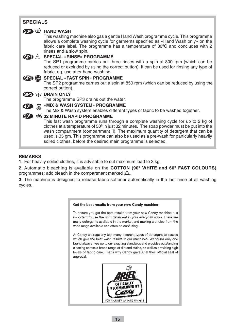 Candy CTAS 85 SY User Manual | Page 13 / 14
