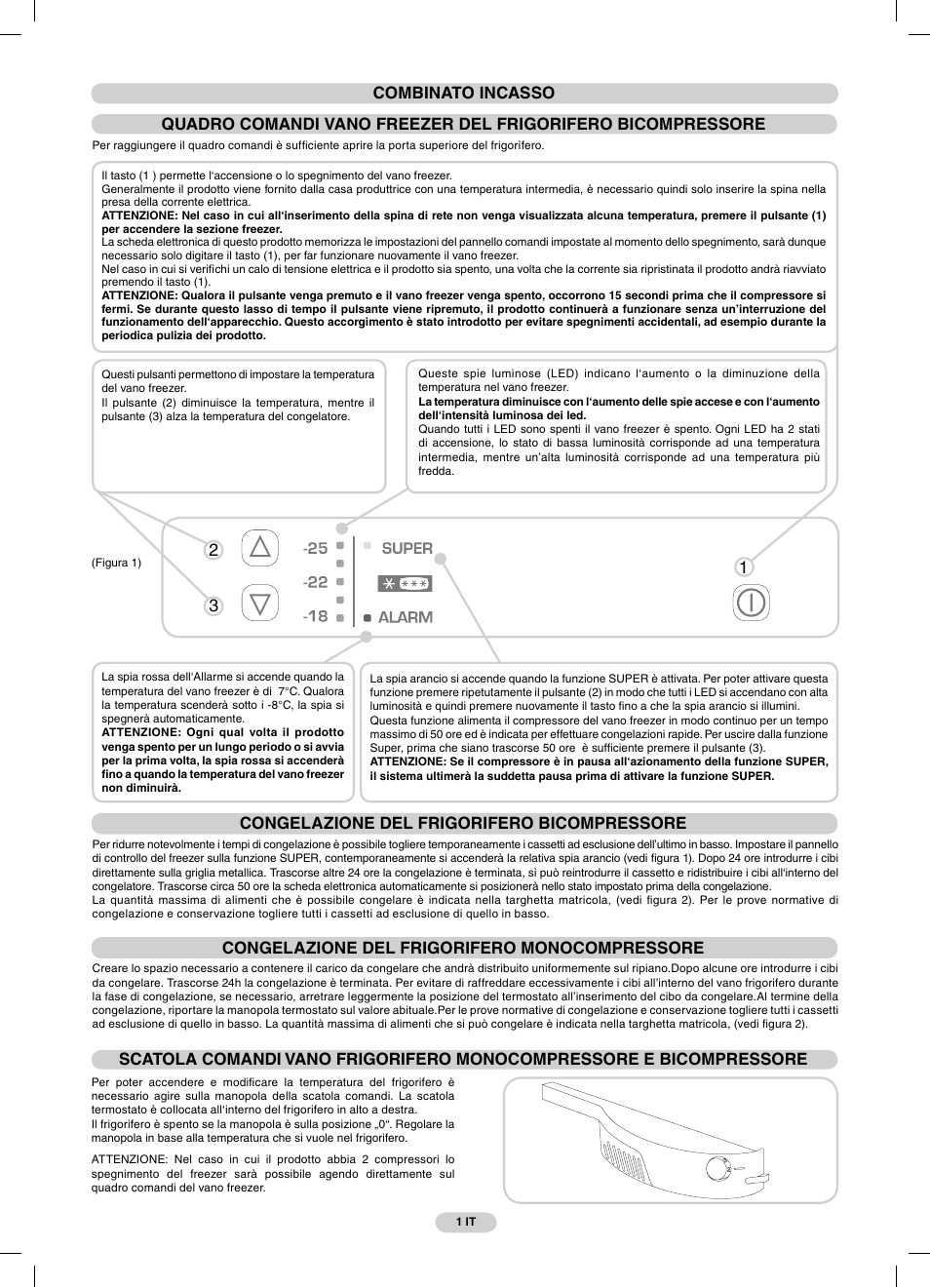 Congelazione del frigorifero bicompressore, Congelazione del frigorifero monocompressore | Candy CFBC 3290 A User Manual | Page 3 / 60