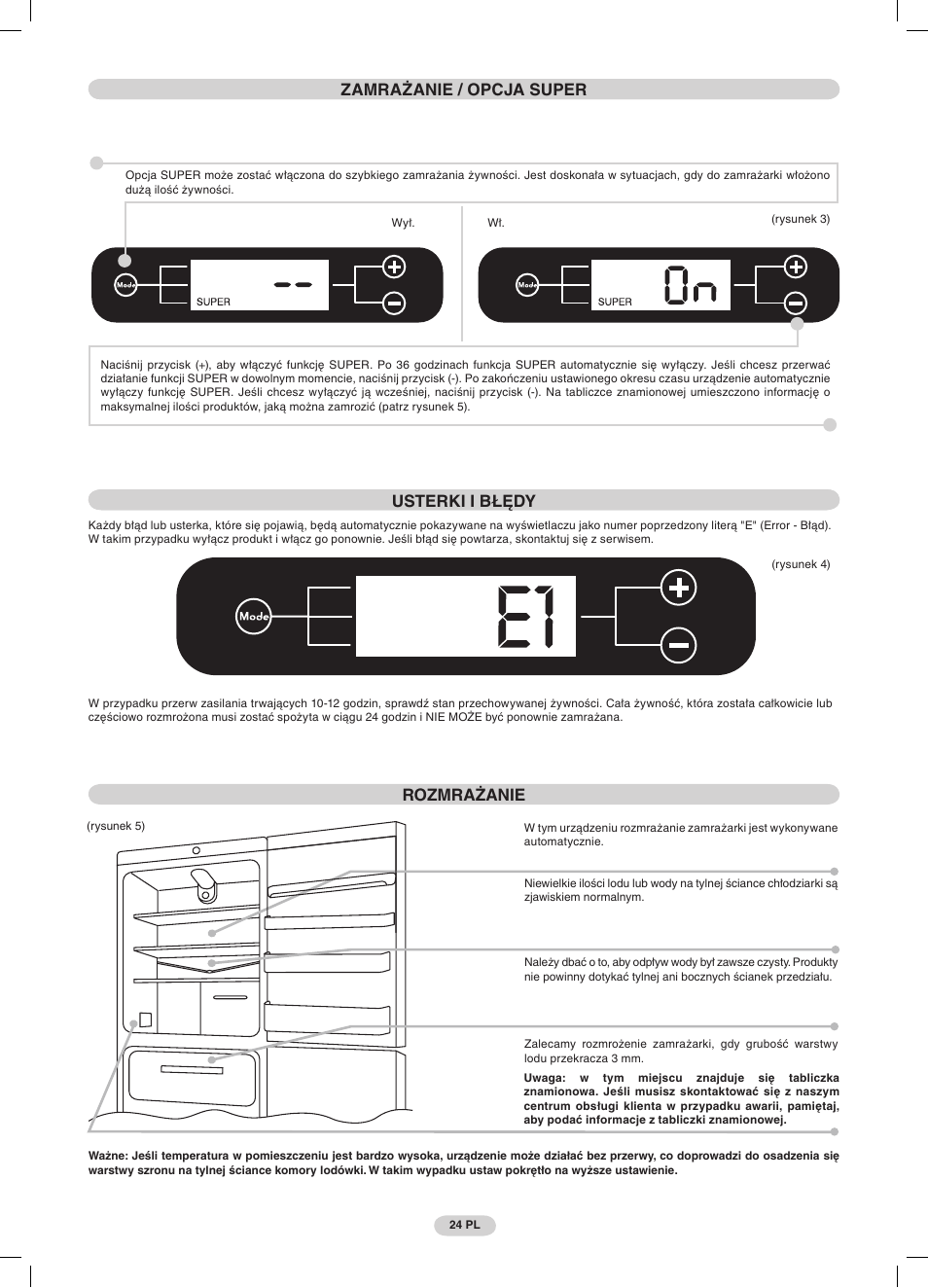 Rozmrażanie | Candy CDMI 3755 E User Manual | Page 24 / 44