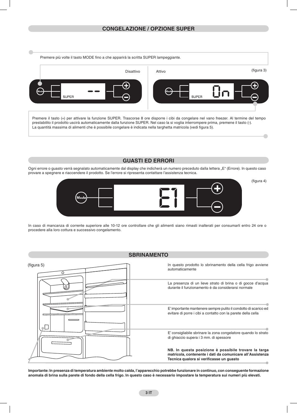 Sbrinamento | Candy CDMI 3755 E User Manual | Page 3 / 44