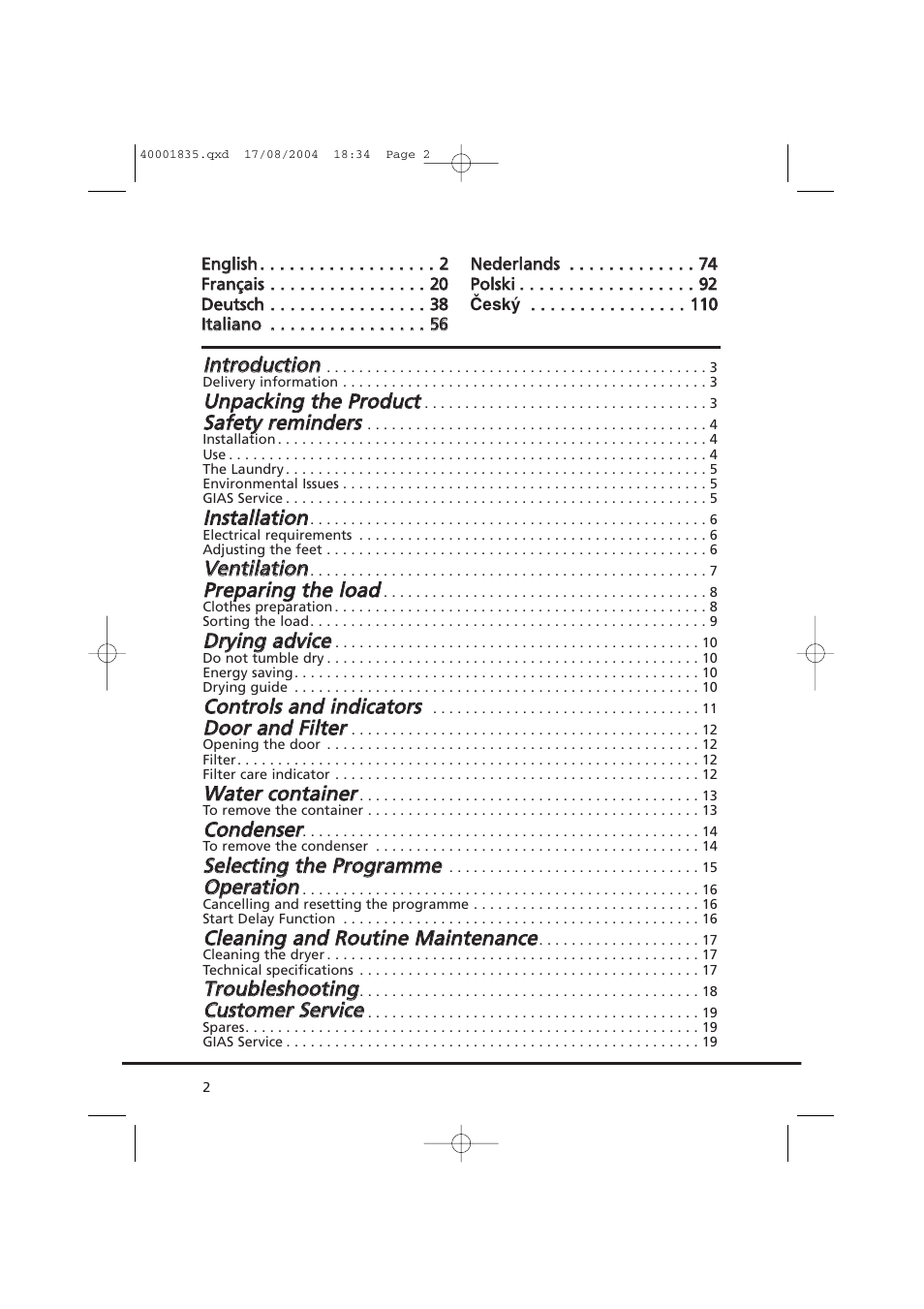 Candy AB CDC 779 XT SY User Manual | Page 2 / 128