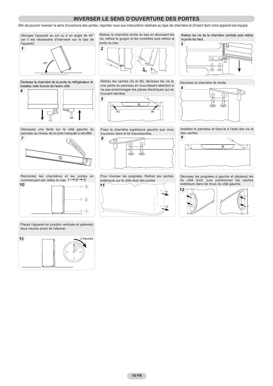 Inverser le sens d'ouverture des portes | Candy CNF 4055 A User Manual | Page 10 / 44