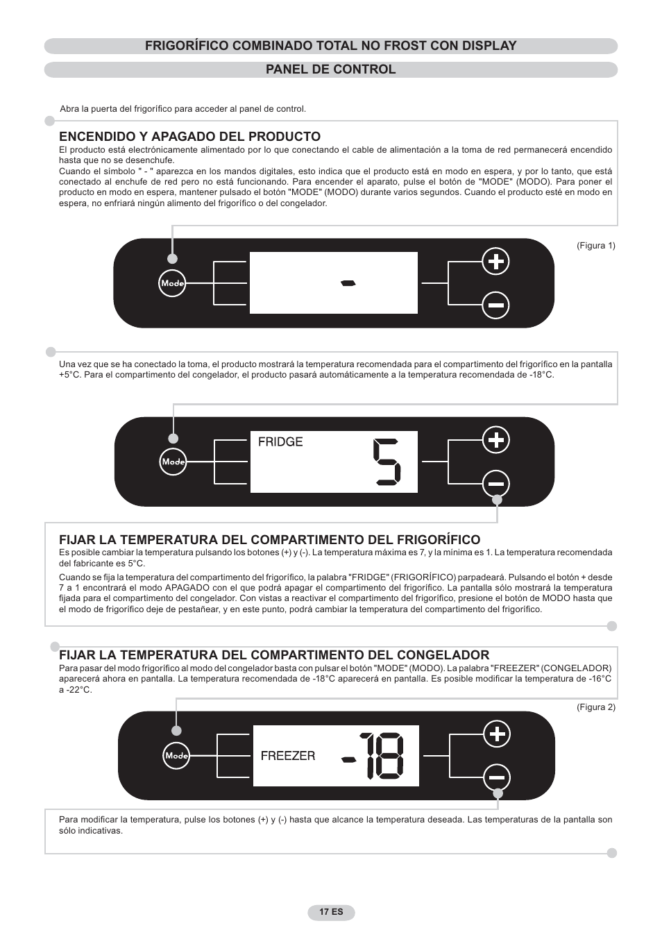 Encendido y apagado del producto | Candy CNF 4055 A User Manual | Page 17 / 44