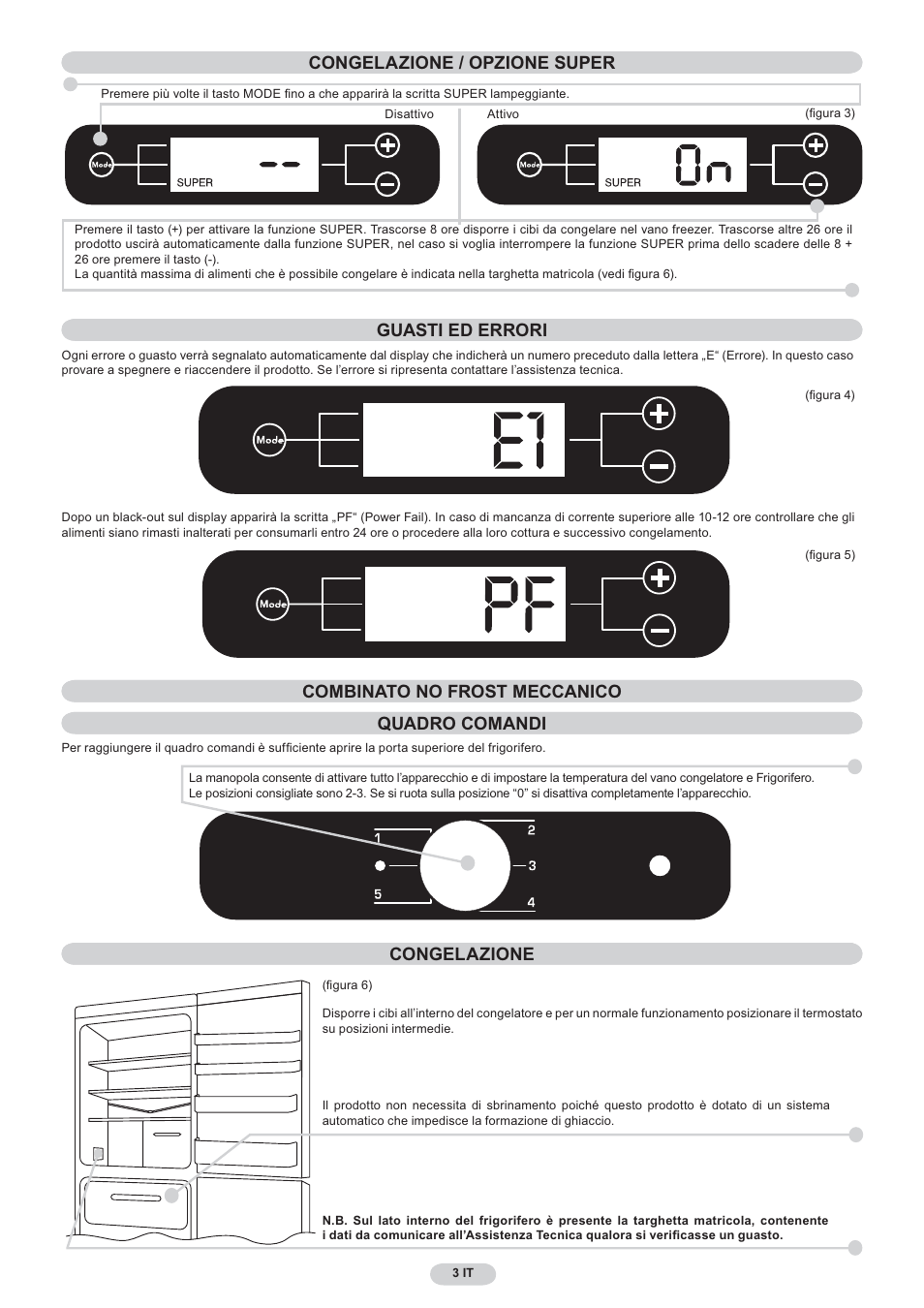 Opzione super congelazione | Candy CNF 4055 A User Manual | Page 3 / 44