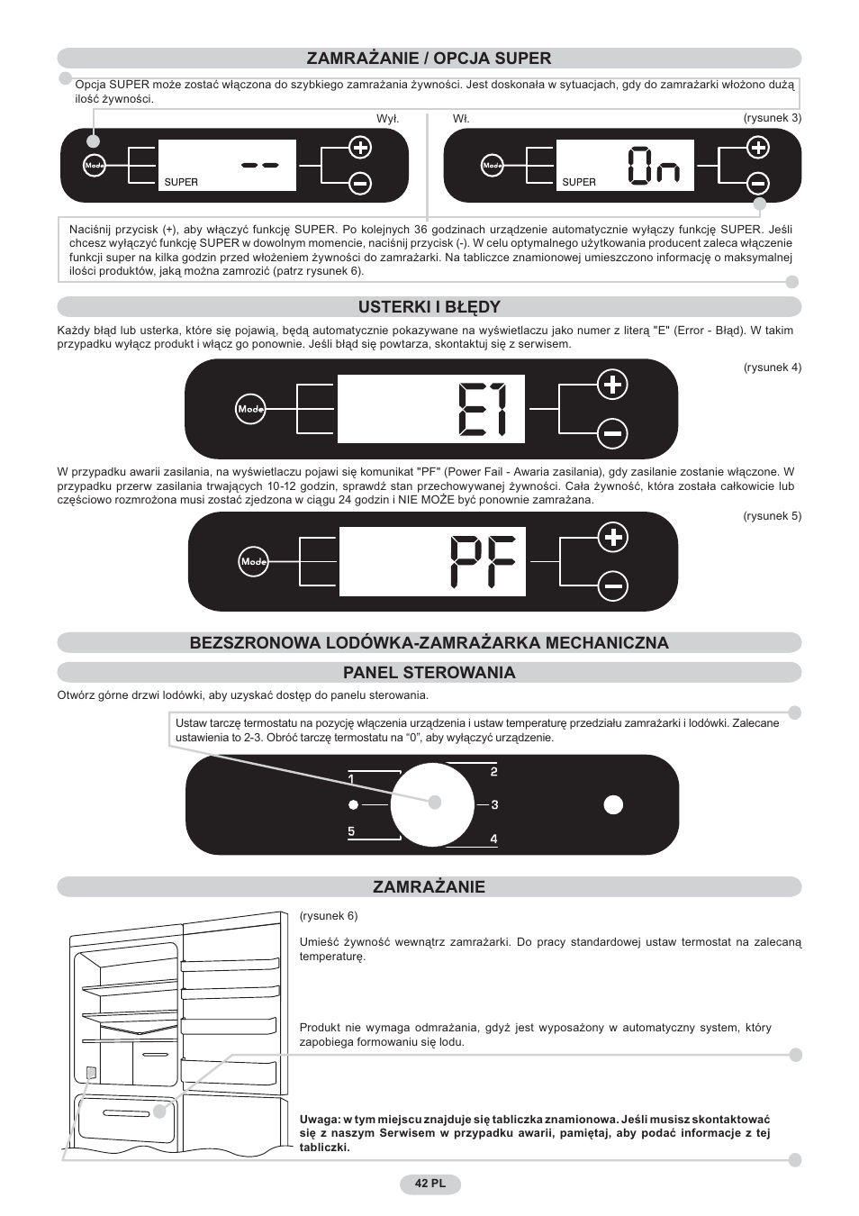 Opzione super zamrażanie | Candy CNF 4055 A User Manual | Page 42 / 44