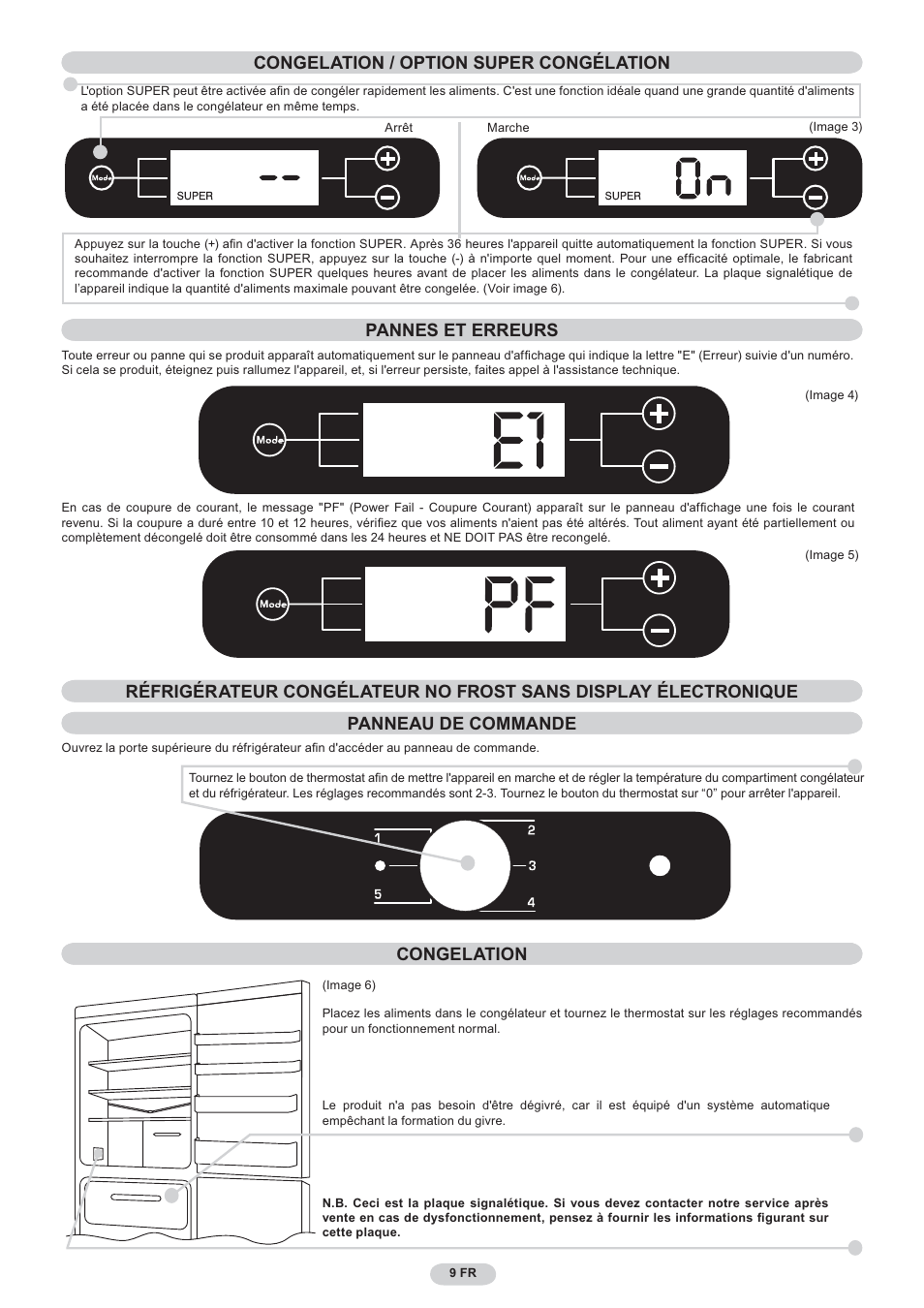 Opzione super congelation | Candy CNF 4055 A User Manual | Page 9 / 44