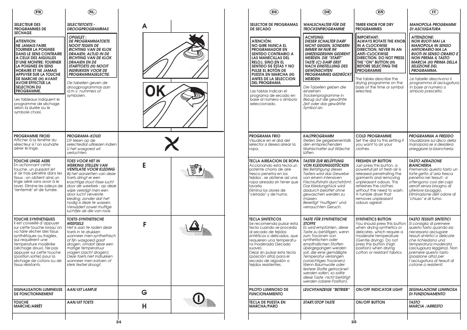 Eg h f | Candy CST 100 X UNI User Manual | Page 12 / 24