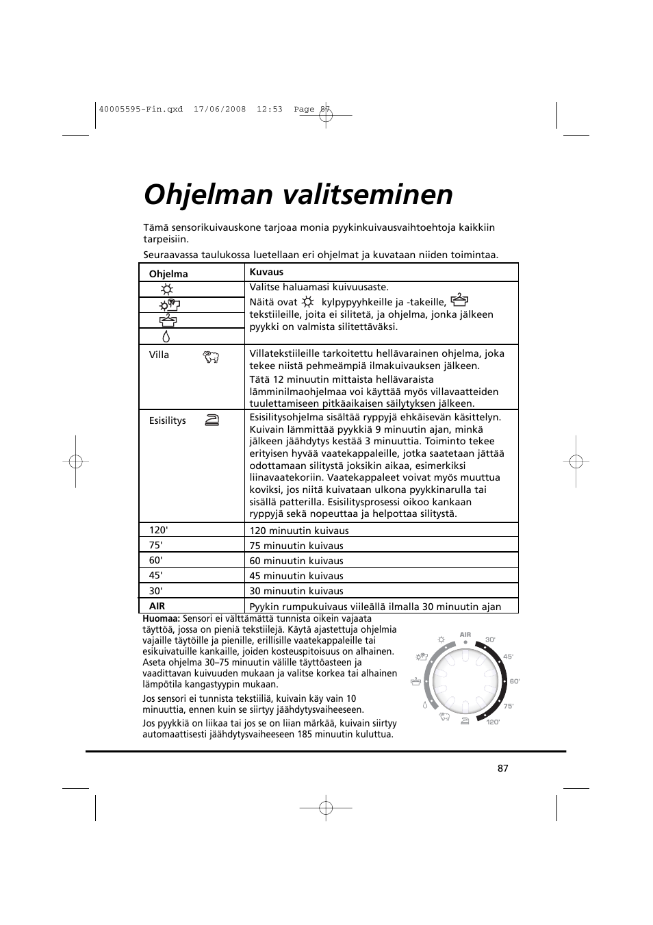 Ohjelman valitseminen | Candy GO DC 78G-86S User Manual | Page 87 / 92
