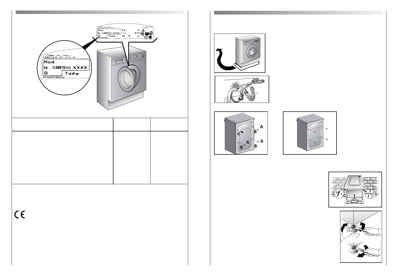 Setting up + installation, Technical data | Candy CDB 754D-80 User Manual | Page 17 / 21