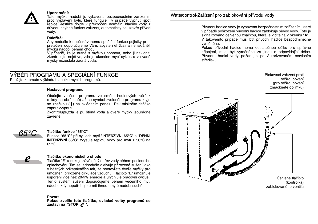 V¯bùr programu a speciální funkce | Candy CD 602 SX User Manual | Page 12 / 17