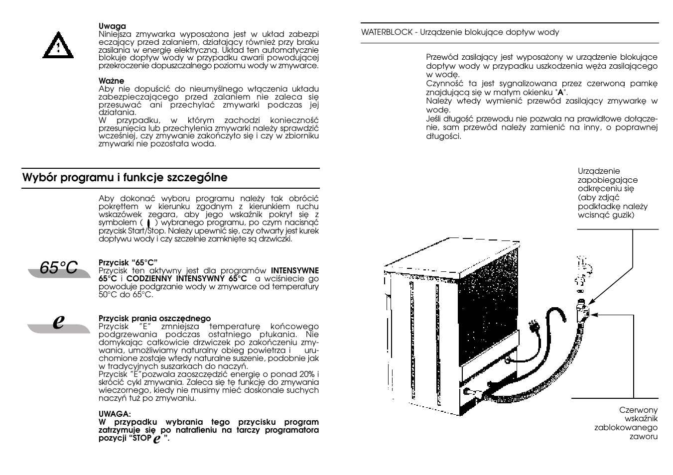 Wybór programu i funkcje szczególne | Candy CD 602 SX User Manual | Page 9 / 17