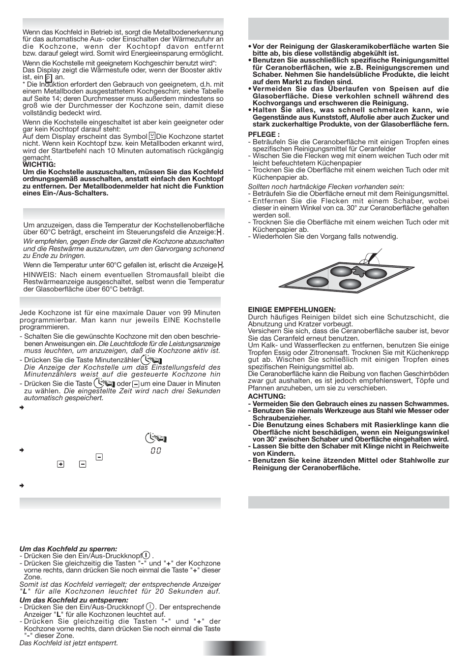 Reinigung und pflege des ceranfeldes, Technischer kundendienst | Candy PC PVI 740 N User Manual | Page 18 / 32