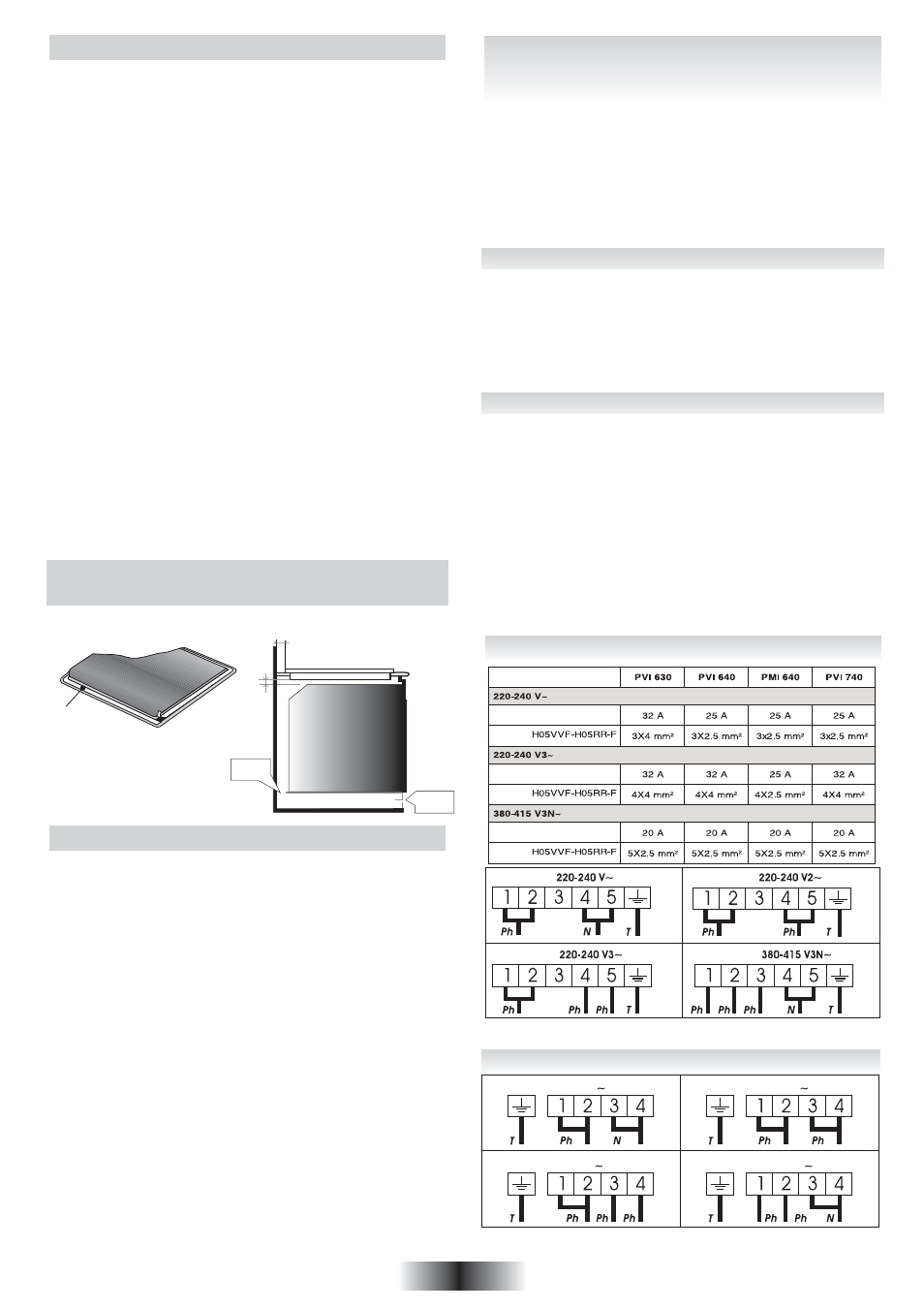 Inbouw, Elektrische aansluiting | Candy PC PVI 740 N User Manual | Page 21 / 32
