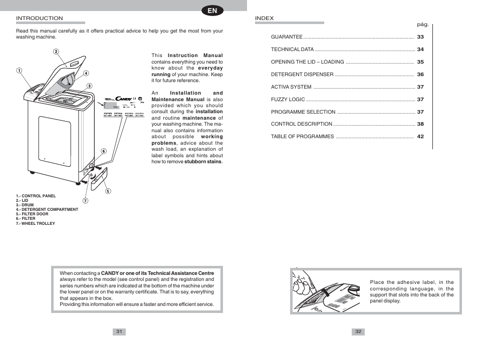 Candy CTAS 120 ES User Manual | 7 pages