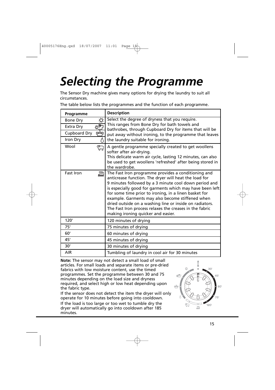 Selecting the programme | Candy GO DC 38T-88S User Manual | Page 15 / 74