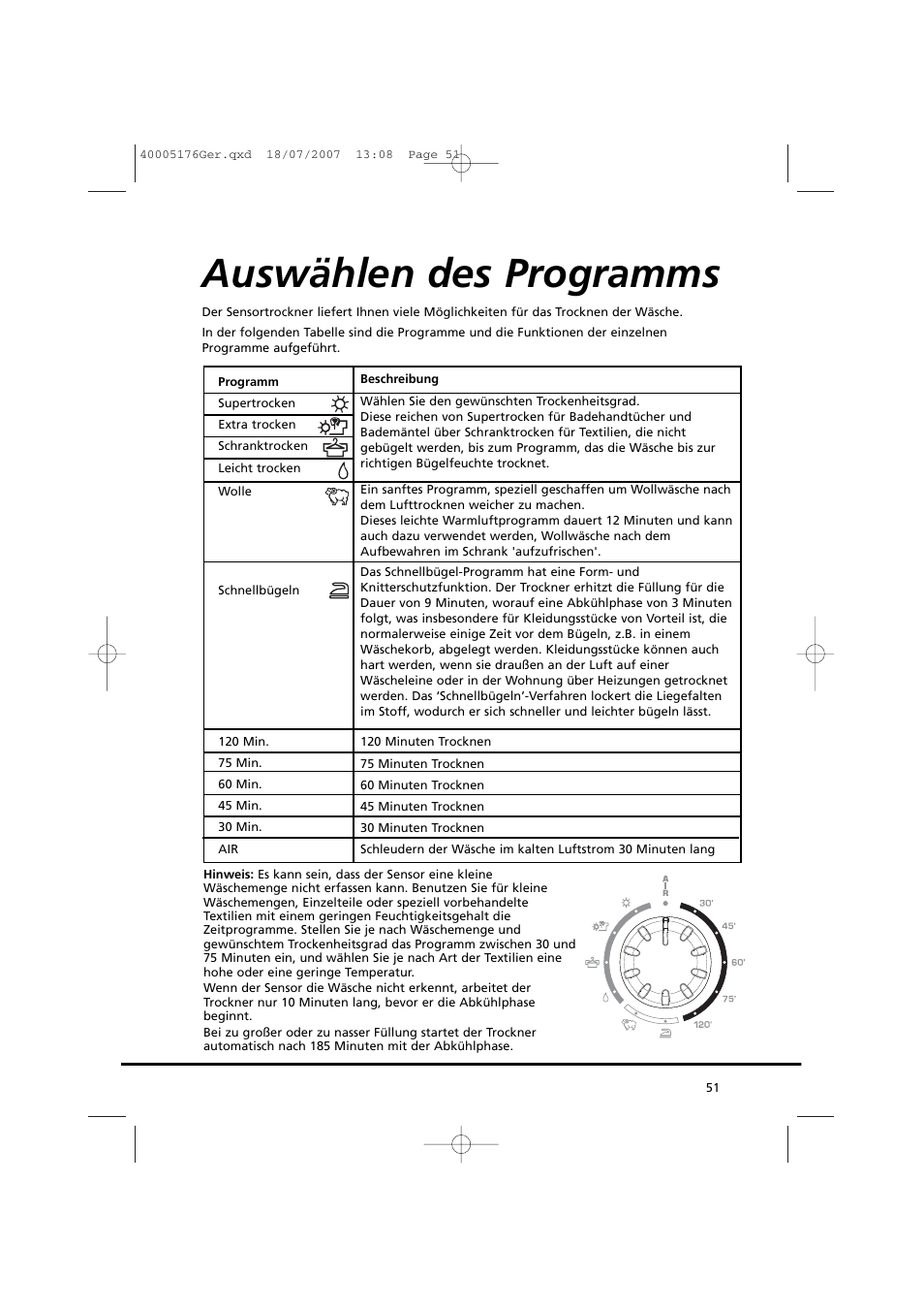 Auswählen des programms | Candy GO DC 38T-88S User Manual | Page 51 / 74