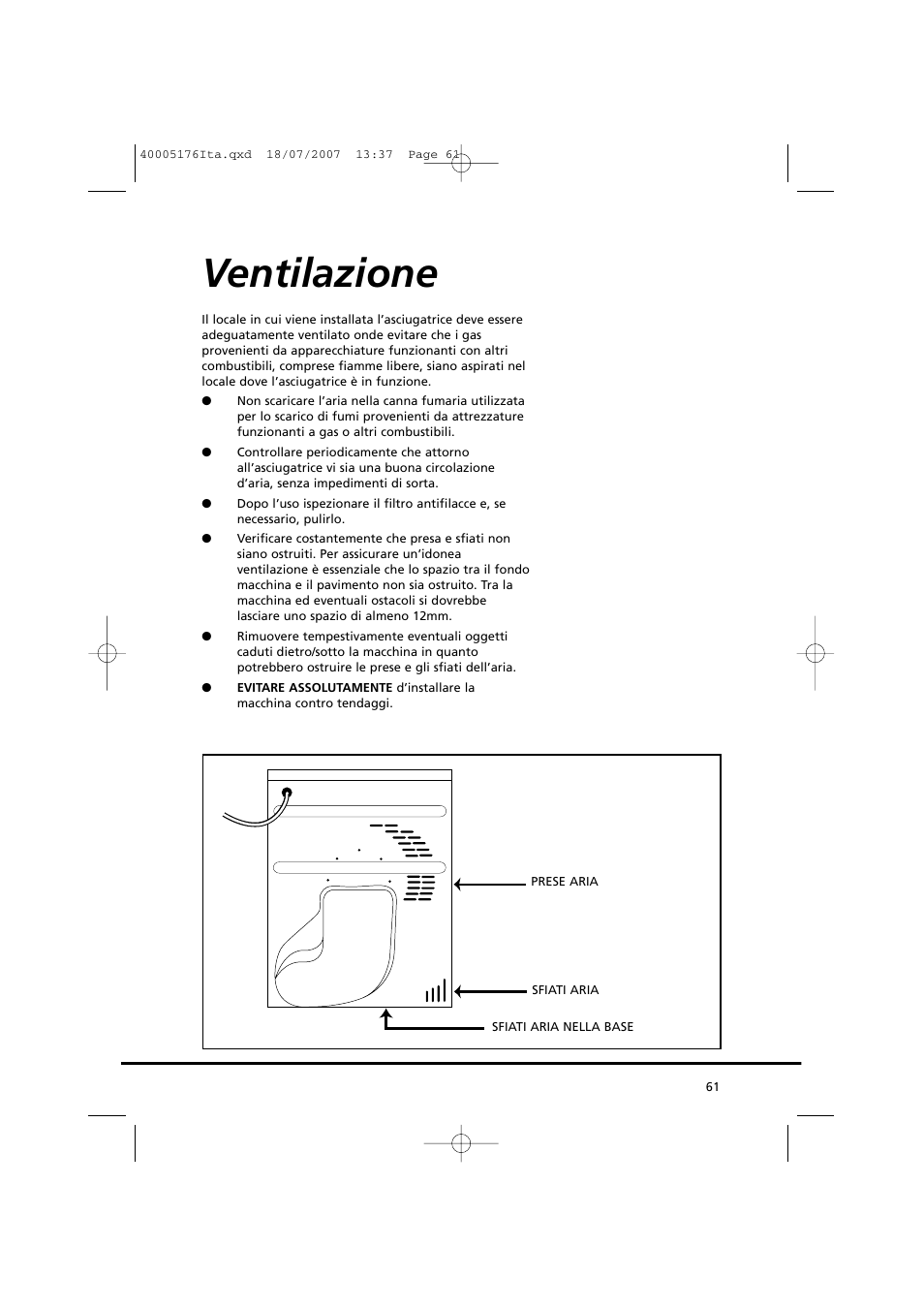 Ventilazione | Candy GO DC 38T-88S User Manual | Page 61 / 74