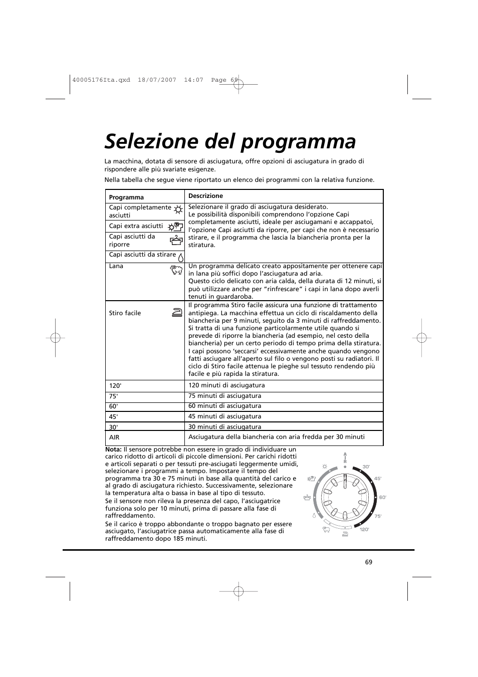 Selezione del programma | Candy GO DC 38T-88S User Manual | Page 69 / 74