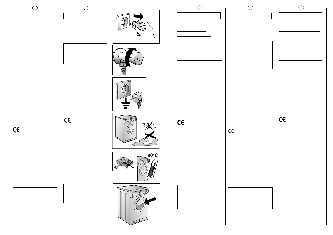 Safety measures, Prescrizioni di sicurezza, Sicherheits- vorschriften | Normas de seguridad, Instruções de segurança | Candy CBL 106 ES User Manual | Page 6 / 37