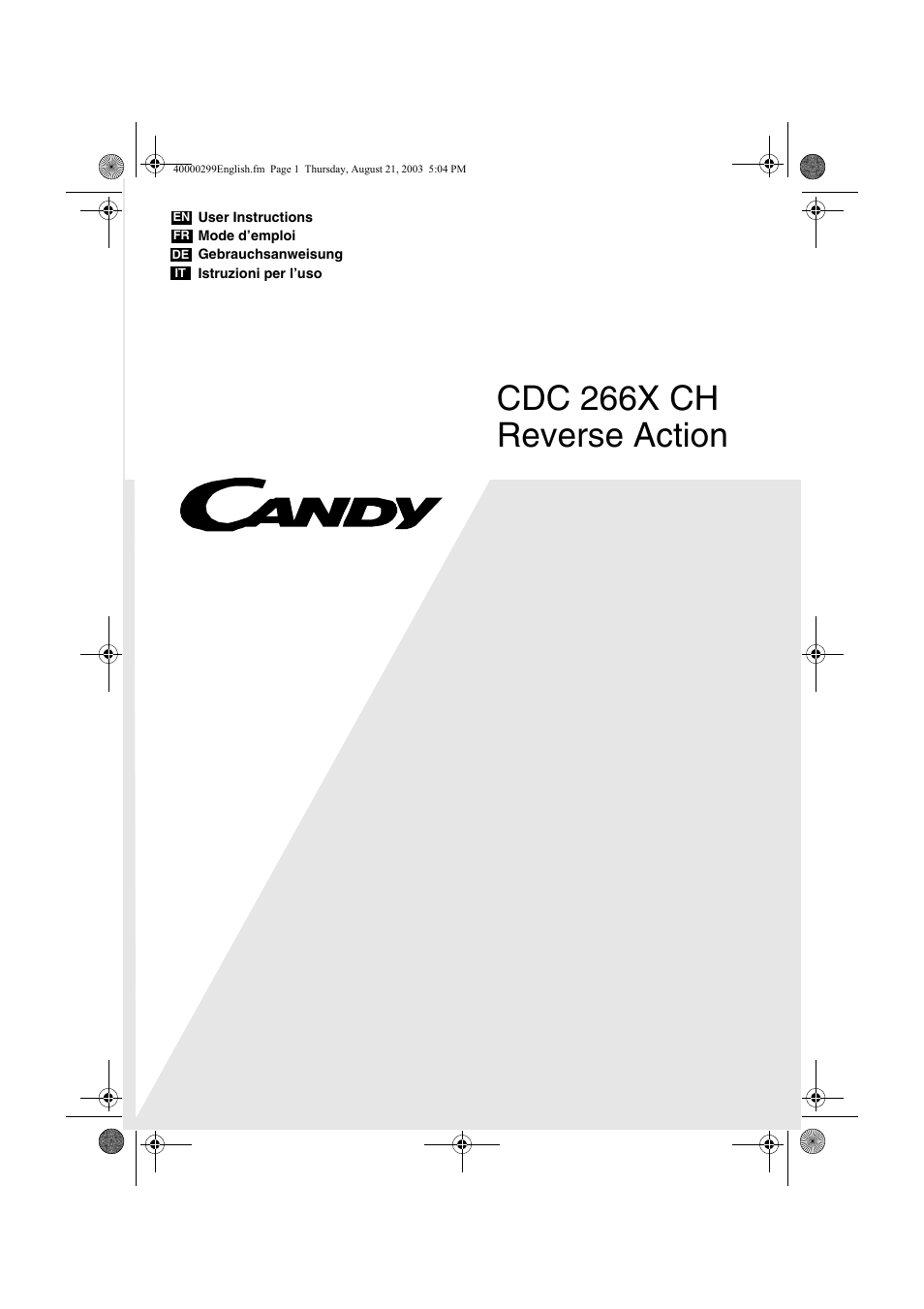 Candy AB CDC 266 X CH User Manual | 48 pages