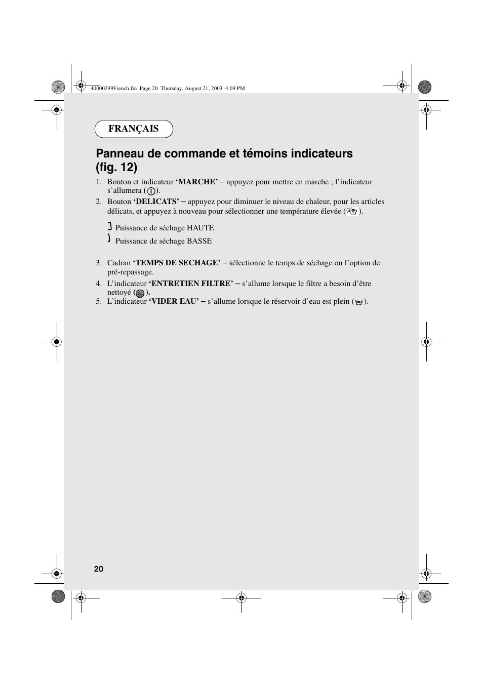 Français | Candy AB CDC 266 X CH User Manual | Page 20 / 48