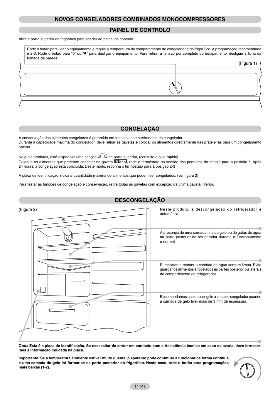 Congelação, Descongelação | Candy FR CFM 3660 E User Manual | Page 12 / 32