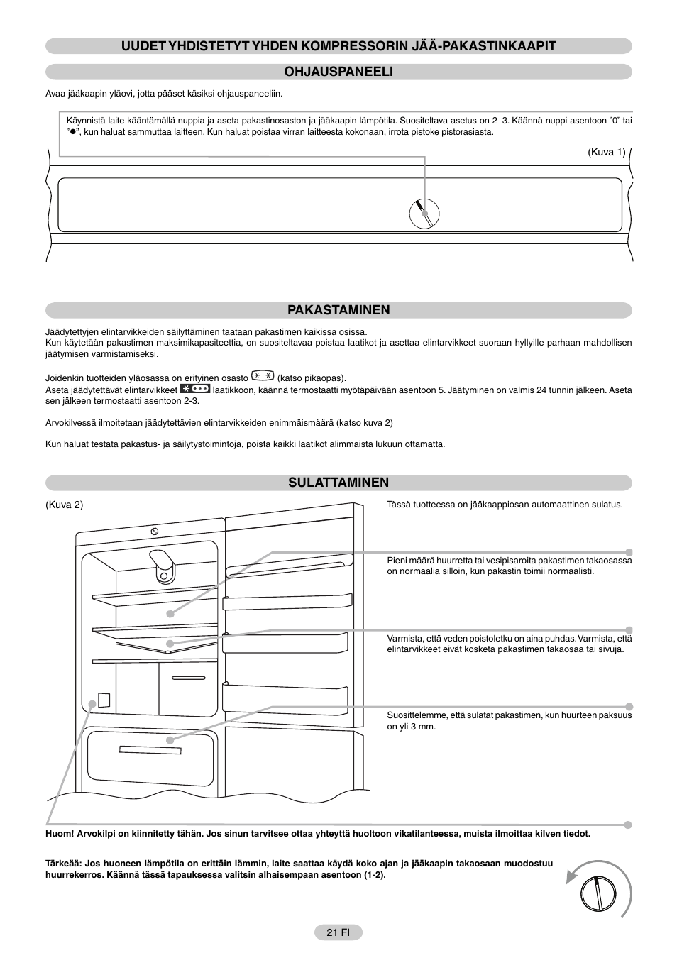 Pakastaminen, Sulattaminen | Candy FR CFM 3660 E User Manual | Page 22 / 32