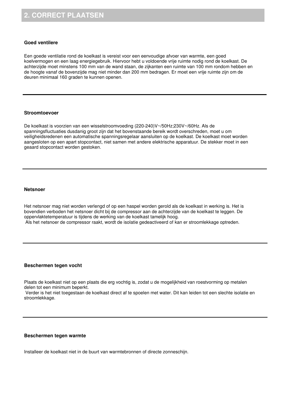 Correct plaatsen | Candy CFLE 5485 S User Manual | Page 120 / 133