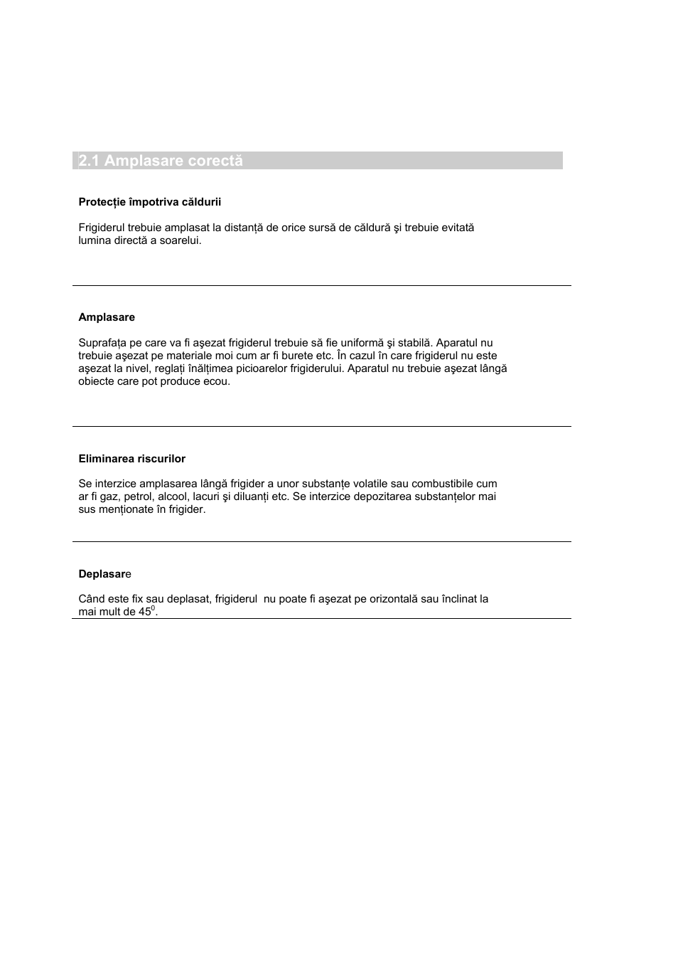 1 amplasare corectă | Candy CFLE 5485 S User Manual | Page 129 / 133