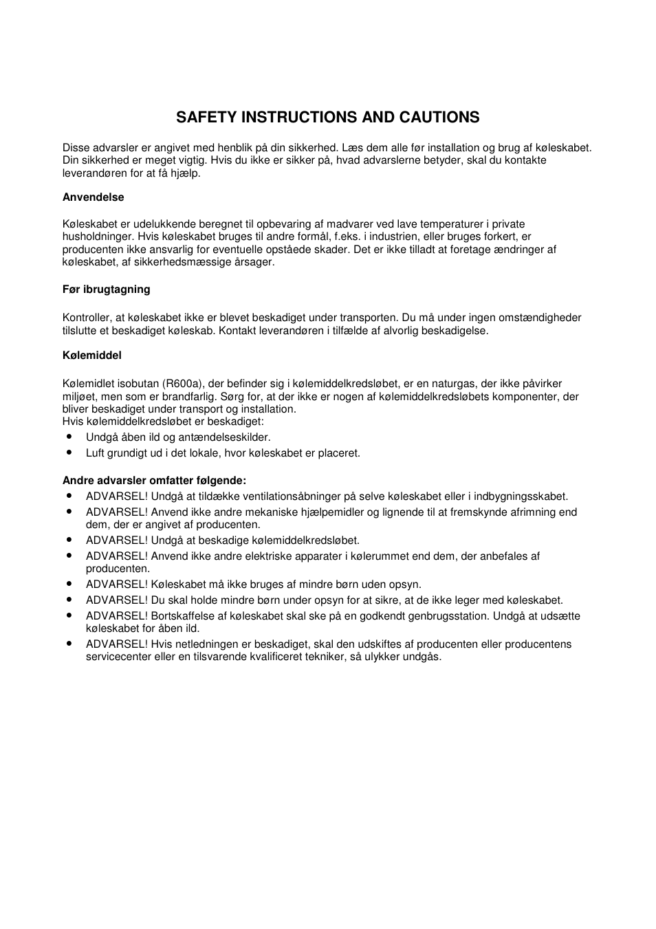 Safety instructions and cautions | Candy CFLE 5485 S User Manual | Page 48 / 133