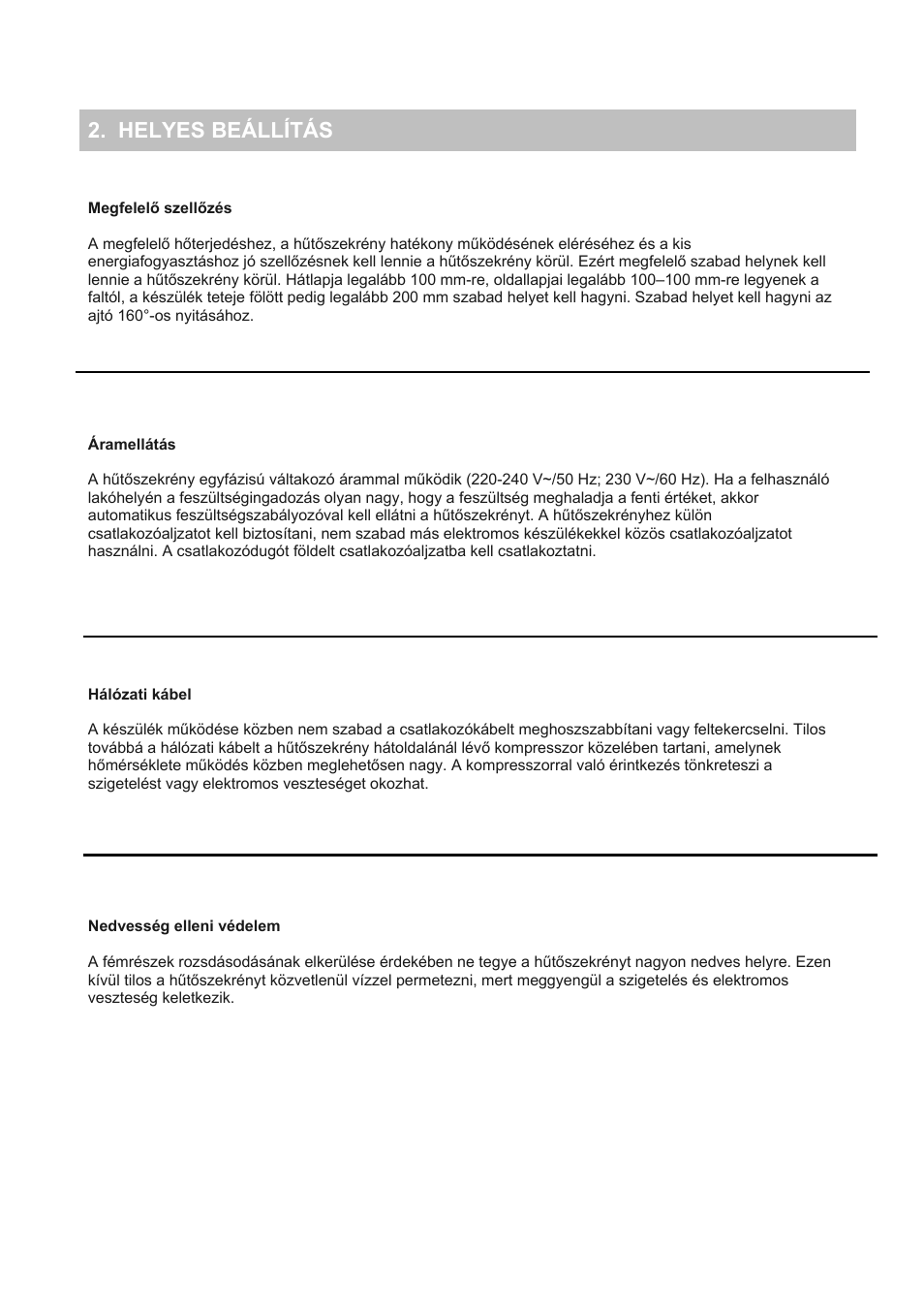 Helyes beállítás | Candy CFLE 5485 S User Manual | Page 96 / 133