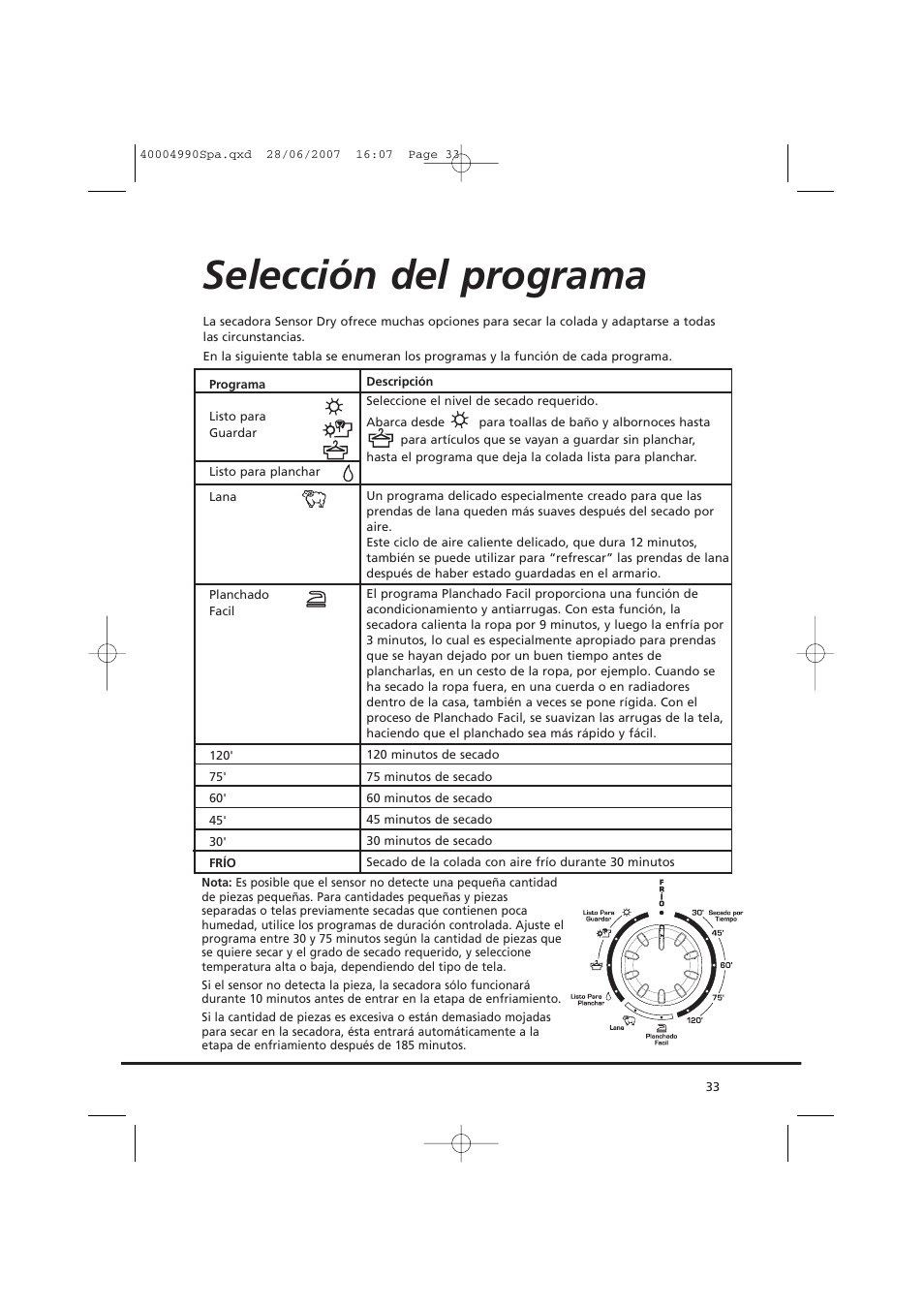 Selección del programa | Candy GO DC 78-37 User Manual | Page 33 / 40