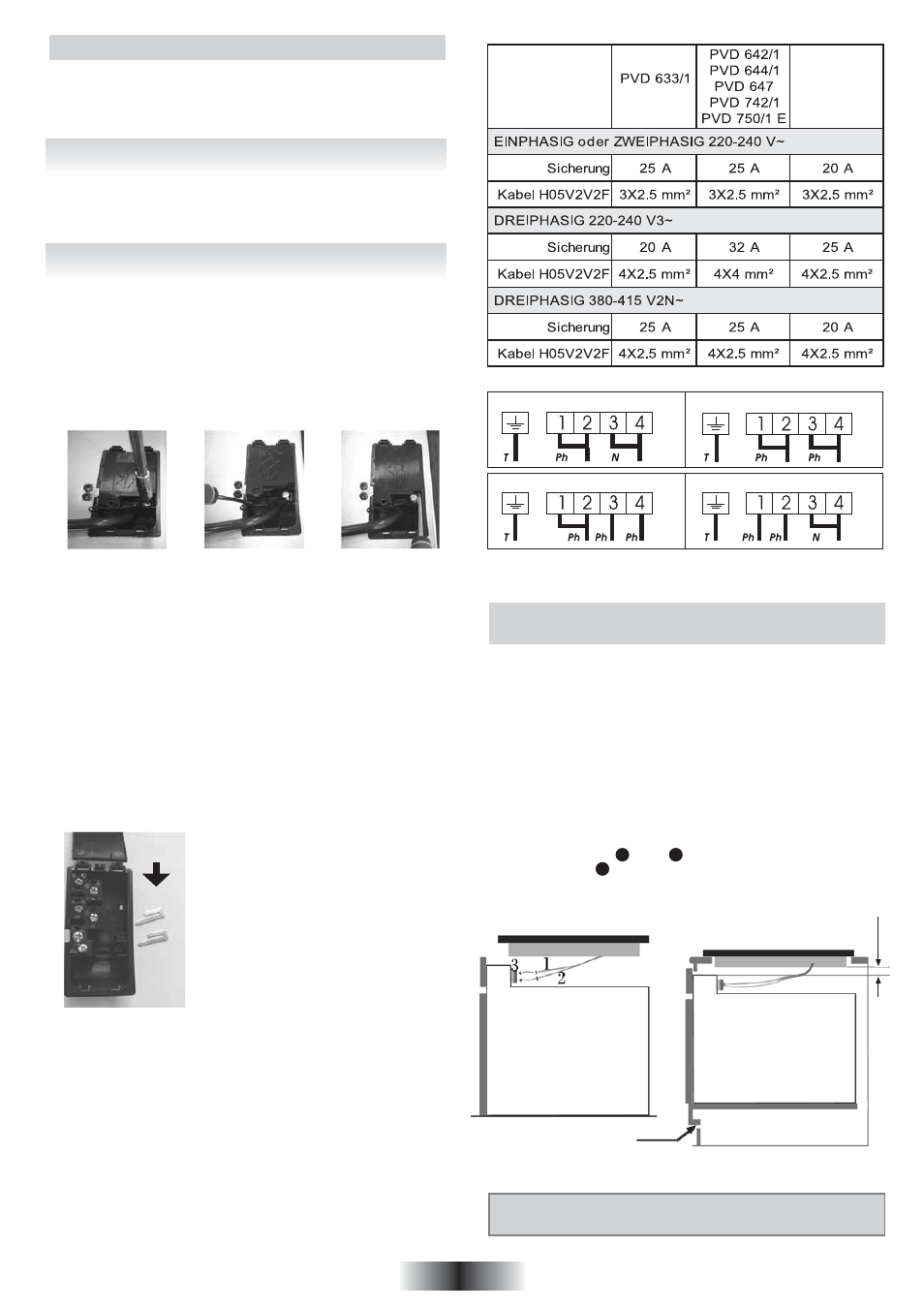 Ceranfelder ohne bedienelemente “pvs, Ceranfelder “pvd | Candy PVC 460 C User Manual | Page 18 / 65