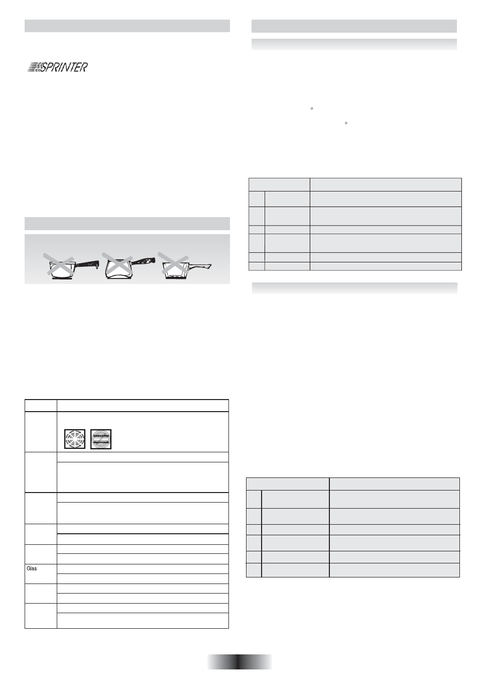 Rekommenderade kokkärl | Candy PVC 460 C User Manual | Page 40 / 65