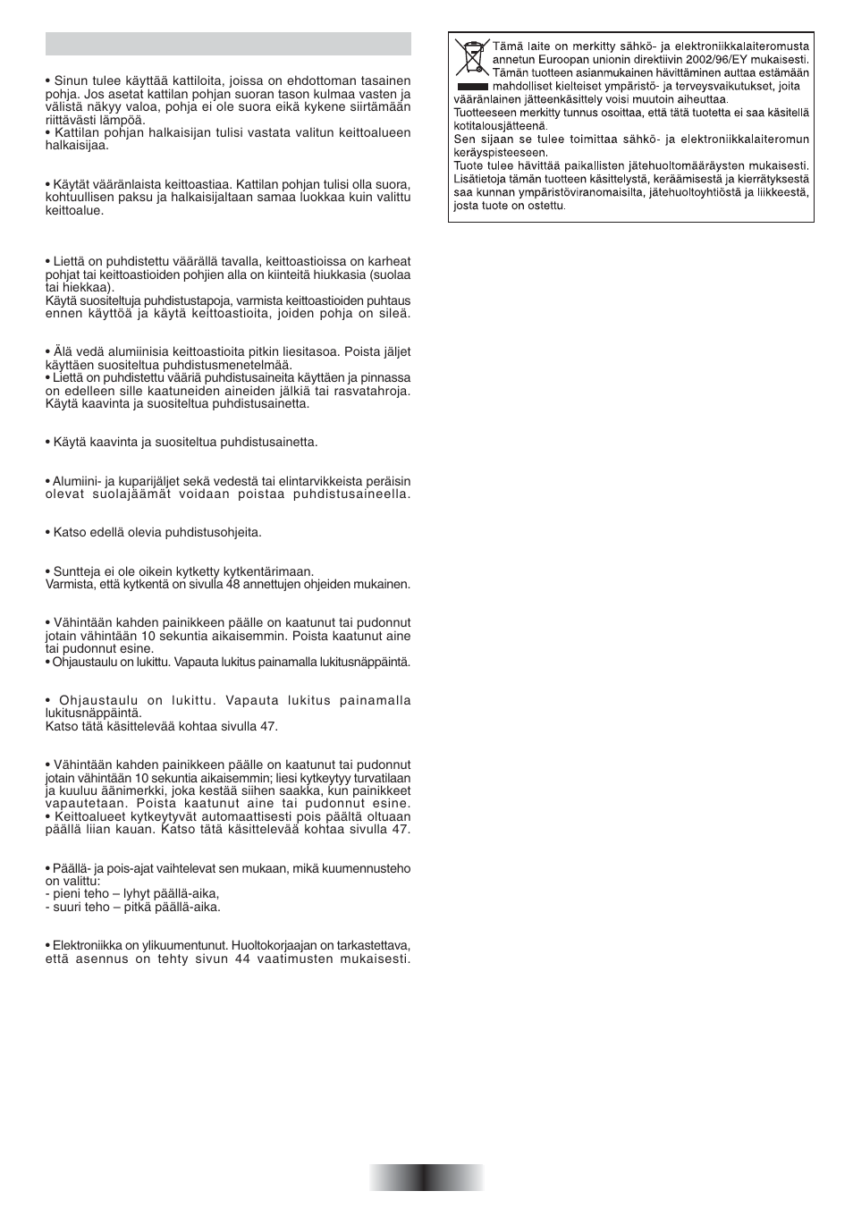 Vianselvitys | Candy PVC 460 C User Manual | Page 50 / 65