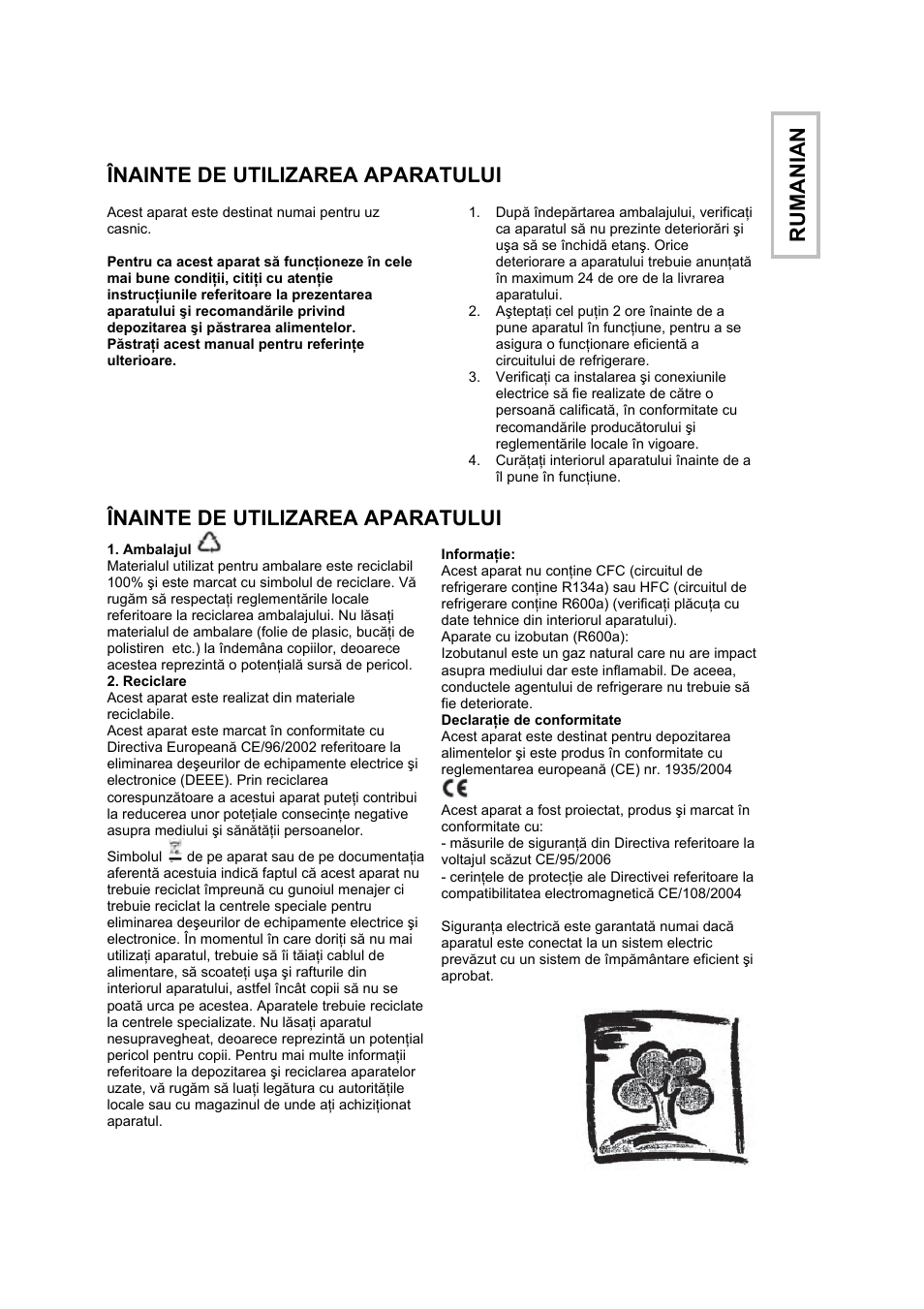 Înainte de utilizarea aparatului, Ru mani an | Candy CFL 2350 E User Manual | Page 102 / 140