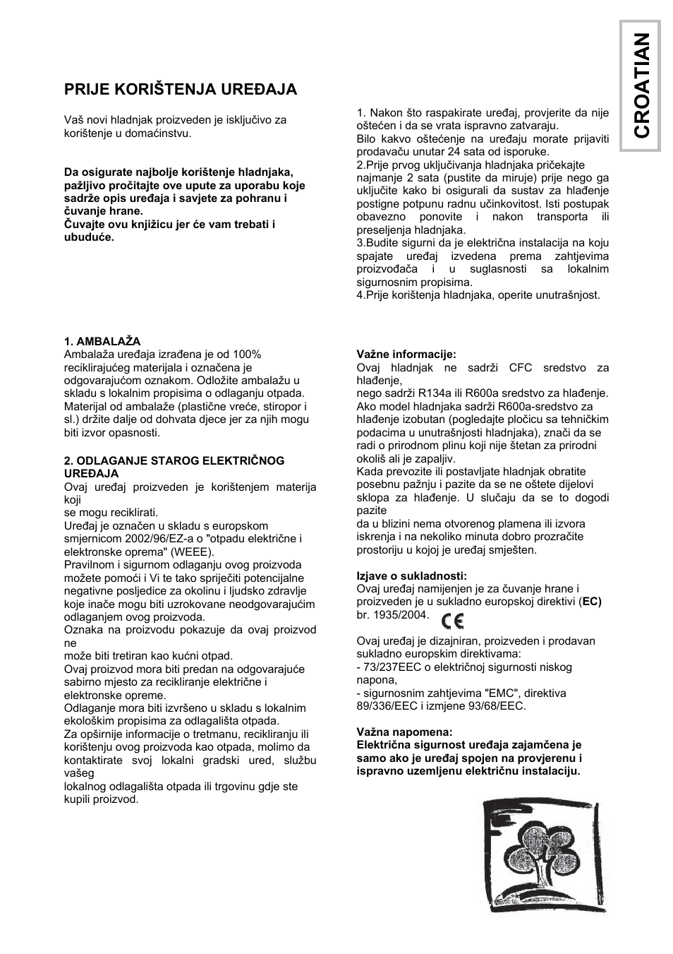 Cr o atian | Candy CFL 2350 E User Manual | Page 134 / 140