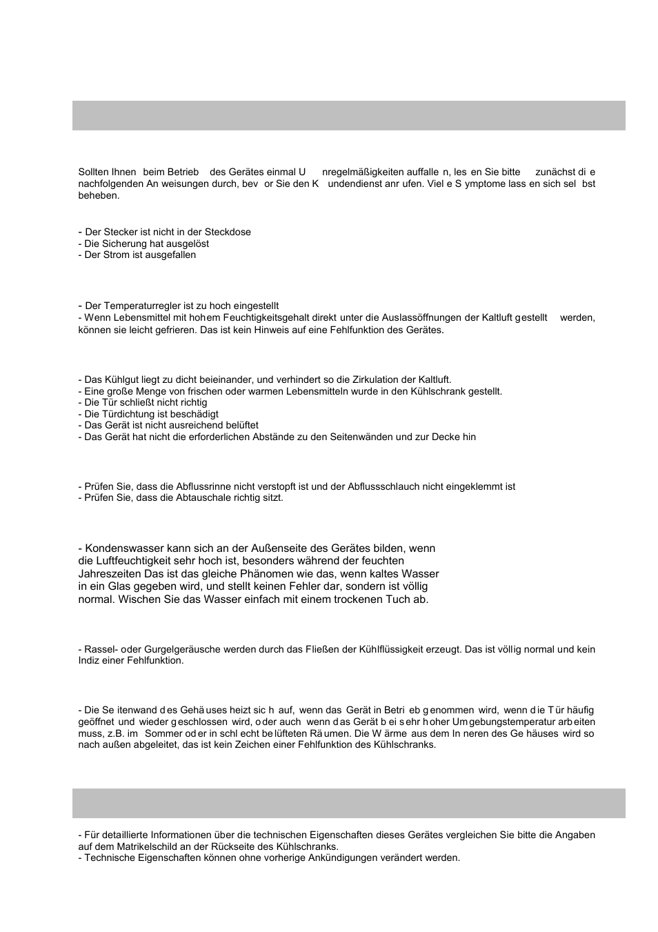 Problemlösung 6. technische eigenschaften | Candy CFL 2350 E User Manual | Page 30 / 140